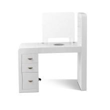 Table de manucure moderne blanche portable - Bureau de technicien de beauté à ongles avec blindage en acrylique